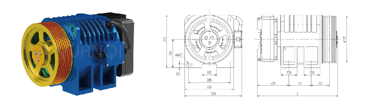 MONADRIVE gearless permanent magnet synchronous elevator traction machine MONA320.....